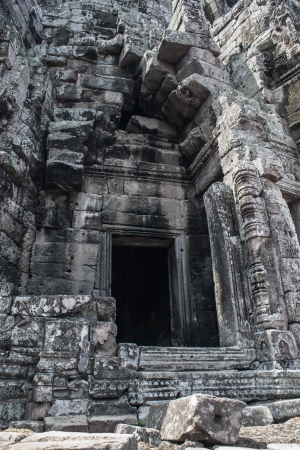 An ancient ruins at Angkor Wat in Cambodiaの写真素材