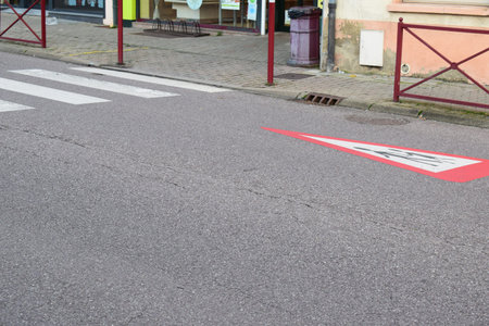Zebra crossing sign on a street in France