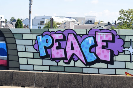 peace grafitti on the wallのeditorial素材