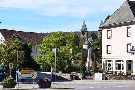 Echternach in Luxembourg seen from the border bridge