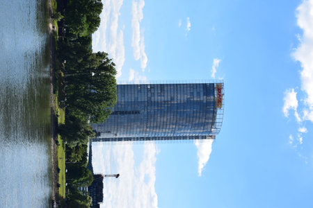 DHL tower in the city of Bonn, Germanyのeditorial素材