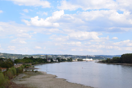 View of the river Rhine and the city of Bendorf, Germany
