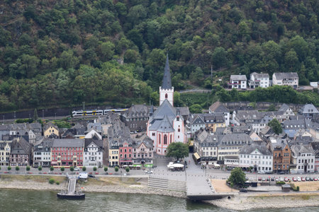 The city of Sankt Goar at the Rhine river in Germanyのeditorial素材