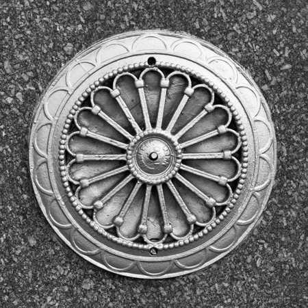 Ornament in a circle of metal adorning the central street of Kiev Khreshchatyk