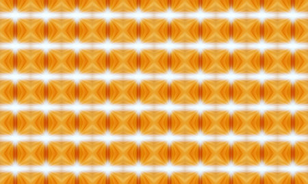 Geometric seamless ornament of orange with bright elements in the form of stars that glow