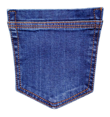 A pocket with denim on a white isolated background, a blank for design. Copy spaceの写真素材