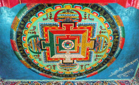 Thngka decoration in buddhist monasteryの写真素材