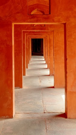 Hallway at the Taj Mahal in Indiaの写真素材
