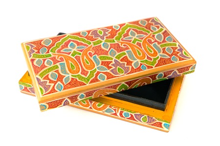 indian lacquered rectangular box for jewelの写真素材