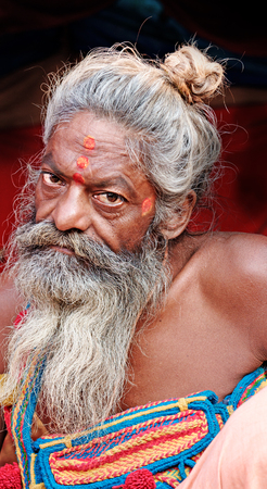 Allahabad, India- 25 January 2013: A Hindu sadhu  during Kumbha Mela festivalのeditorial素材