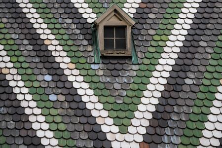 Tiles of Stephansdom cathedral roof, Vienna, Austriaの写真素材