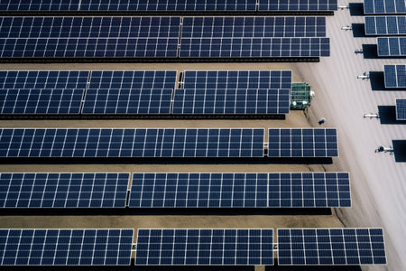 Solar panels, top down view. Generative AIの素材