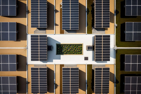 Solar panels, top down view. Generative AIの素材