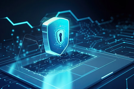 Cyber data protection cybersecurity concept. Protect computer from viruses and hackers. Generative AIの素材