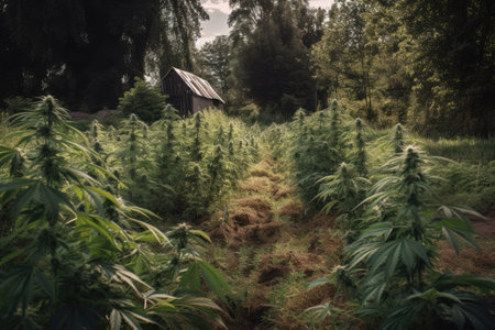 Cannabis plants on a illegal plantation, high quality generative aiの素材