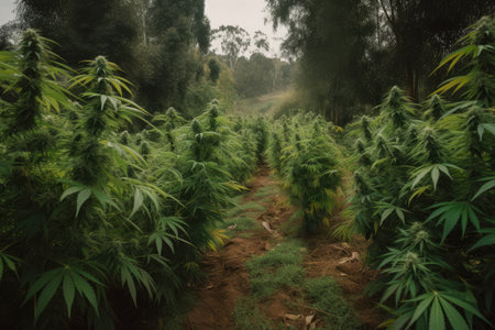 Cannabis plants on a farm plantation, high quality generative aiの素材