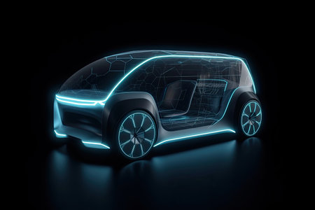 Electric futuristic self driving future car. Concept. High quality generative AIの素材