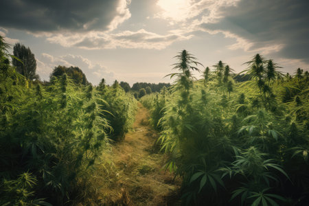 Cannabis plants on a farm plantation, high quality generative aiの素材