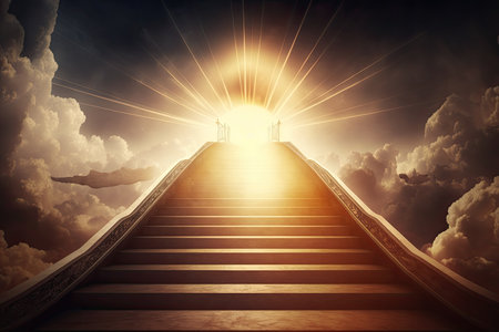 Stairs leading to the gates of heaven. Generative AIの素材