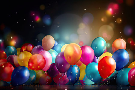 Colorful Party balloons, white background, birthday, balloon, party, celebration, frame, balloons, decoration, card, holiday, happy, illustration, design, colorful, fun, greeting, generative aiの素材