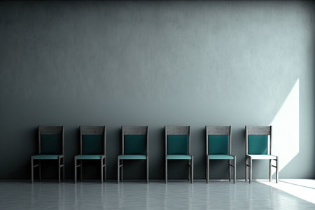 Row of chairs placed up to wall. Generative AIの素材