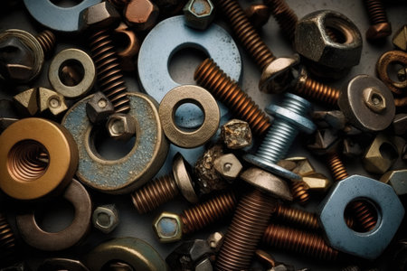 Nuts and bolts background, generative aiの素材