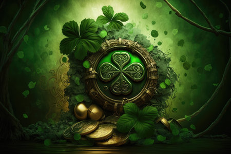 St Patrick's day themed background. Luck of Irish. Generative AIの素材