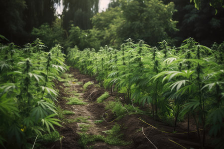 Cannabis plants on a farm plantation, high quality generative aiの素材