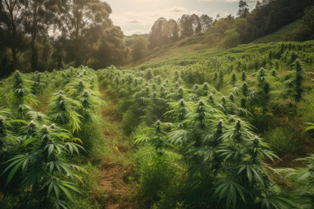 Cannabis plants on a farm plantation, high quality generative aiの素材