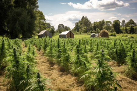 Cannabis plants on a farm plantation, high quality generative aiの素材