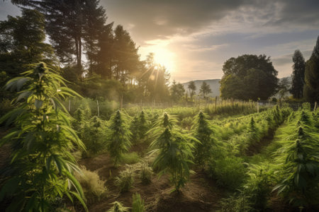 Cannabis plants on a farm plantation, high quality generative aiの素材