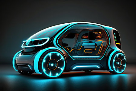 Electric futuristic self driving future car. Concept. Generative AIの素材