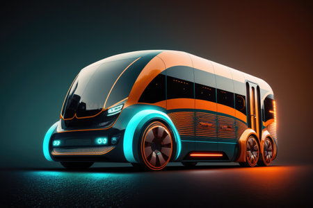 Electric futuristic self driving future car. Concept. Generative AIの素材