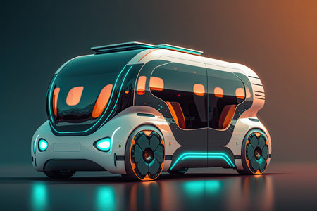 Electric futuristic self driving future car. Concept. Generative AIの素材
