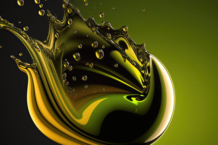 Engine oil or olive oil liquid splash closeup, generative aiの素材