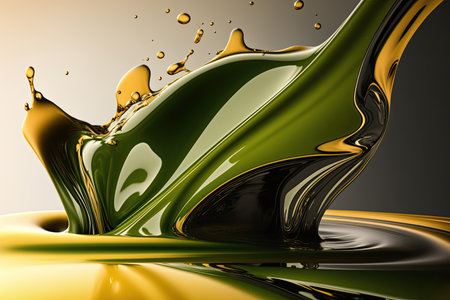 Engine oil or olive oil liquid splash closeup, generative aiの素材