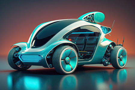 Electric futuristic self driving future car. Concept. Generative AIの素材