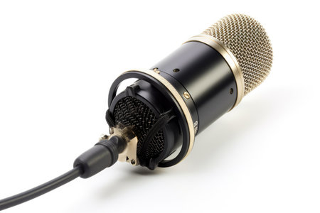 Studio microphone, on a white background. High quality generative AIの素材
