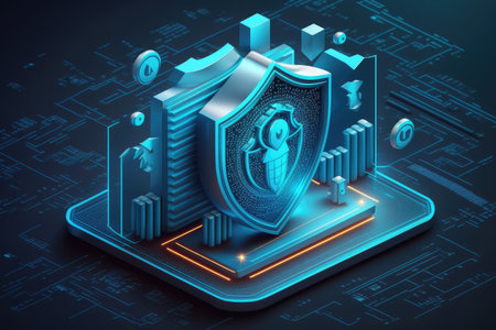 Cyber data protection cybersecurity concept. Protect computer from viruses and hackers. Generative AIの素材