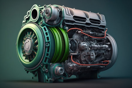 Concept of hybrid car engine, generative aiの素材
