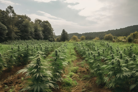 Cannabis plants on a farm plantation, high quality generative aiの素材