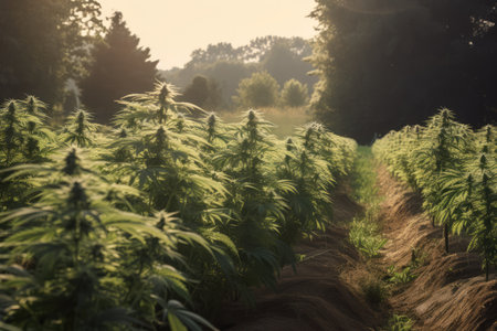 Cannabis plants on a farm plantation, high quality generative aiの素材