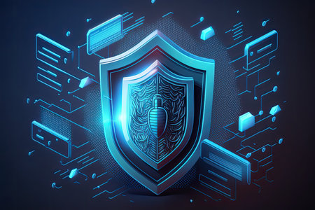 Cyber data protection cybersecurity concept. Protect computer from viruses and hackers. Generative AIの素材