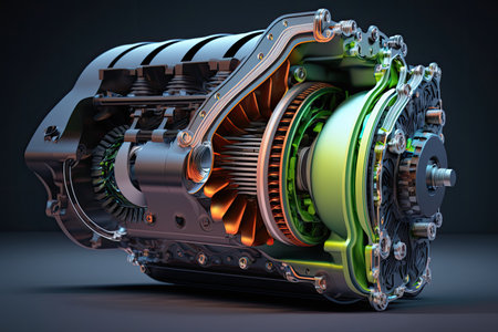 Concept of hybrid car engine, generative aiの素材