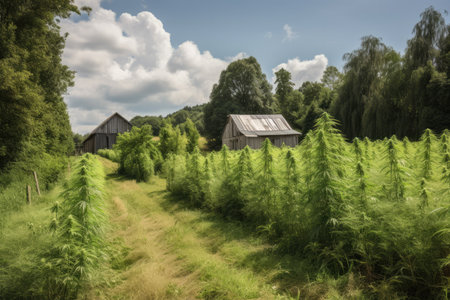 Cannabis plants on a farm plantation, high quality generative aiの素材