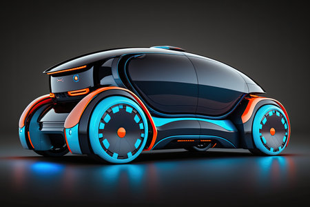 Electric futuristic self driving future car. Concept. Generative AIの素材