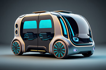 Electric futuristic self driving future car. Concept. Generative AIの素材