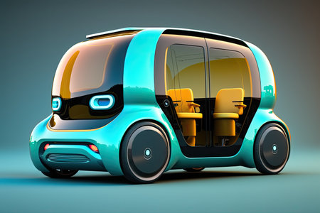 Electric futuristic self driving future car. Concept. Generative AIの素材