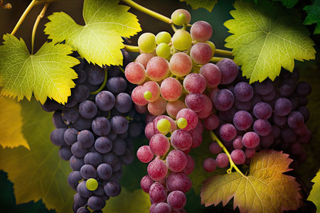 Grapes fruit, different colors, generative aiの素材