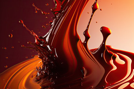 Red liquid splash closeup. Generative AIの素材